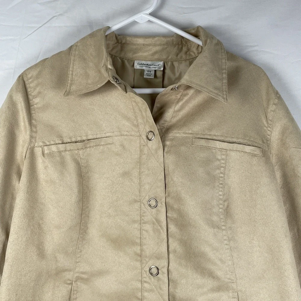 Coldwater Creek Shirt Jacket Shacket Women's Size 18W Beige‎ Snap Up Polyester